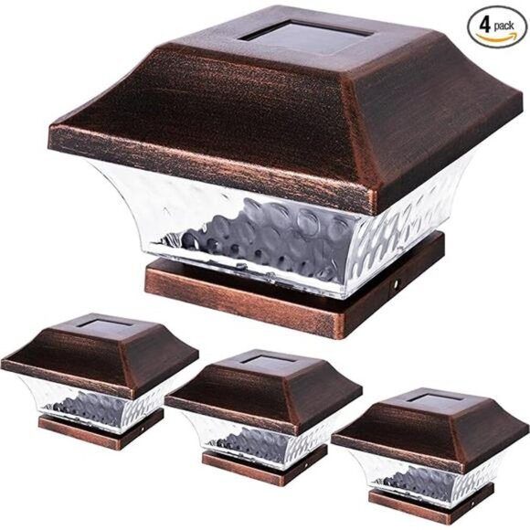 Solar Post Cap Lights Outdoor 4x4 LED Solar Garden Lighting Deck Fence Cap Light - Picture 7 of 7